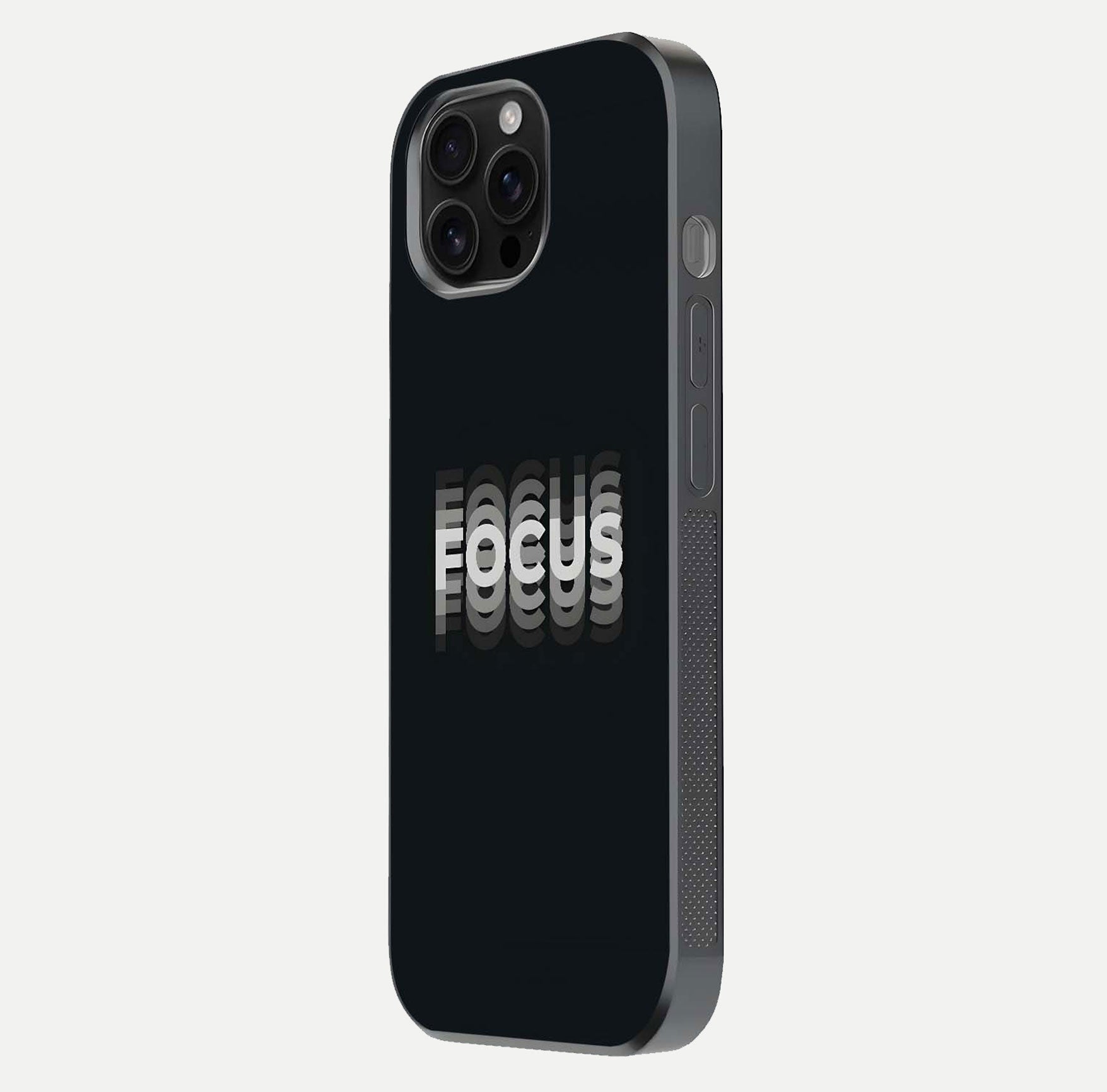 Mono Focus Vision Glass Case for iPhone 16 Pro Max side-angle image showing smooth reflection and minimal tones