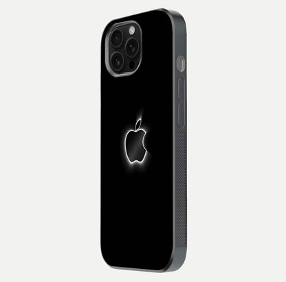 Neon Apple Glow Glass Case for iPhone 16 Pro Max side-angle image showing light reflection and glow effect