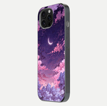Sky Drift Clouds Glass Case for iPhone 16 Pro Max side-angle image showing reflection, blue tones, and soft gradient