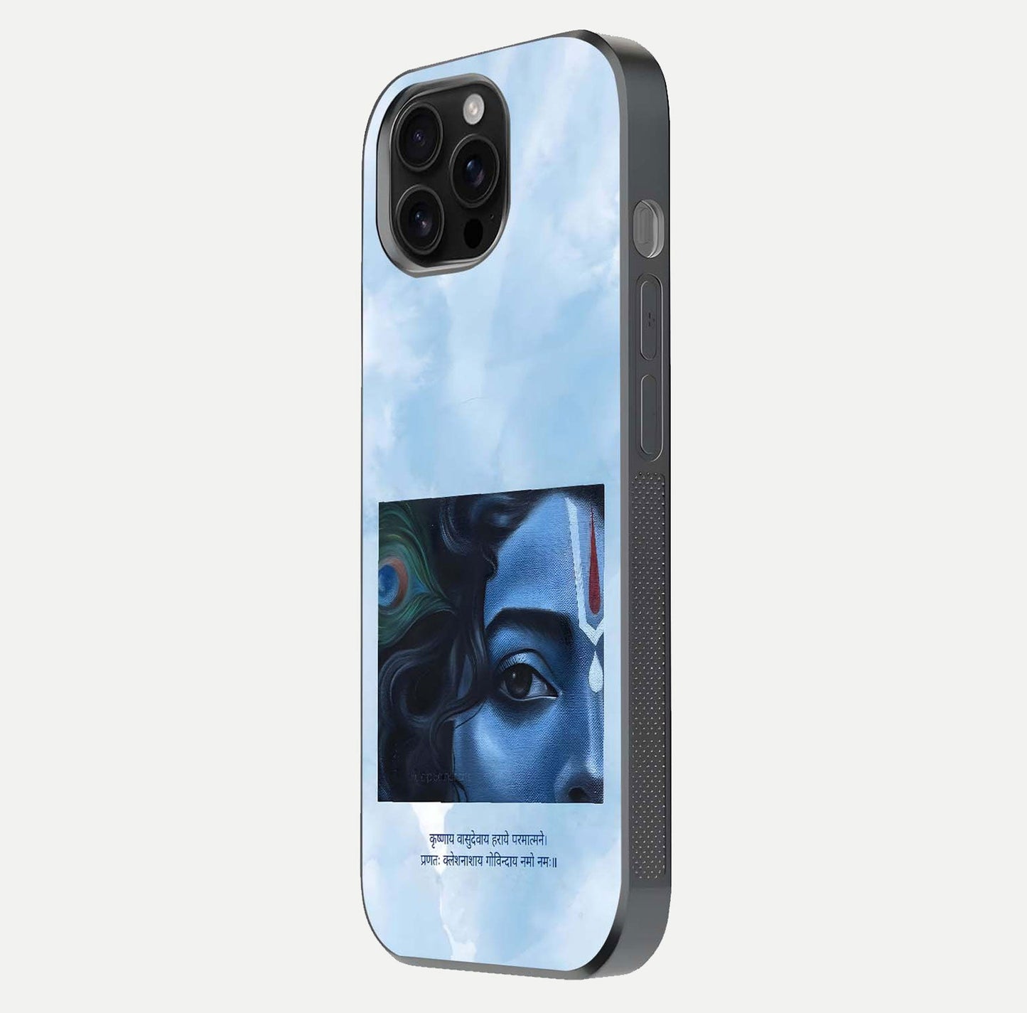 Spring Wing Garden Glass Case for iPhone 16 Pro Max side-angle image showing shine, color, and pattern depth