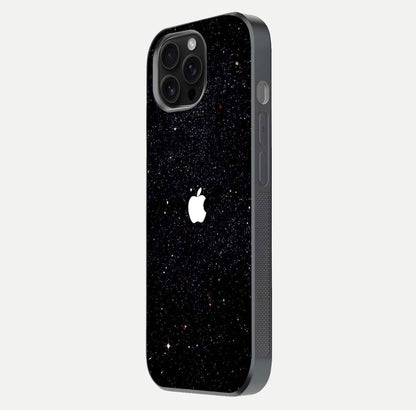 Starry Apple Galaxy Glass Case for iPhone 16 Pro Max side-angle image showing gloss and star pattern detail