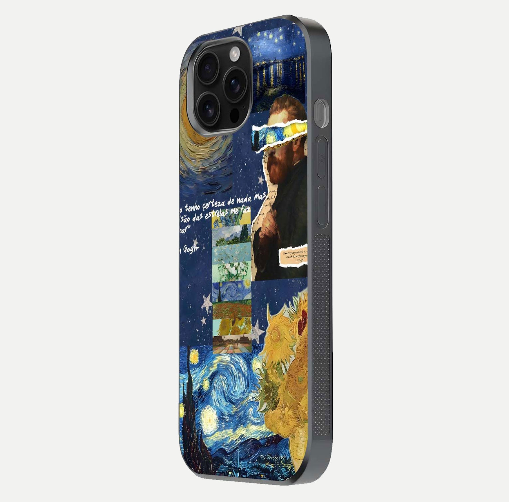 Starry Dream Vision Glass Case for iPhone 16 Pro Max side-angle image showing reflection and cosmic gradient tones