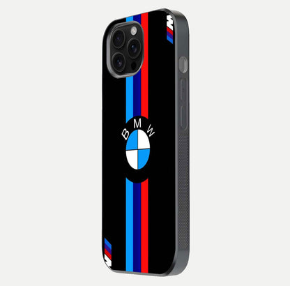 Turbo BMW Beast Glass Case for iPhone 16 Pro Max side-angle image showing reflection and sleek edge styling