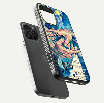 Aesthetic Divider Glass Case for iPhone 16 Pro Max floating dual-view mockup showing edge design and detailed divider gloss texture