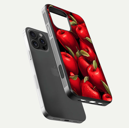 Apple Pattern Glass Case for iPhone 16 Pro Max floating mockup with smooth edge detailing and pattern clarity