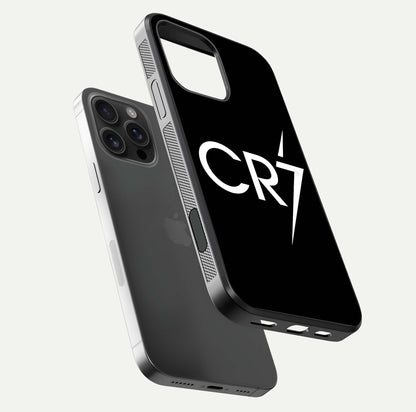 CR7 Elite Strike Glass Case for iPhone 16 Pro Max floating mockup displaying HD gloss and sporty texture