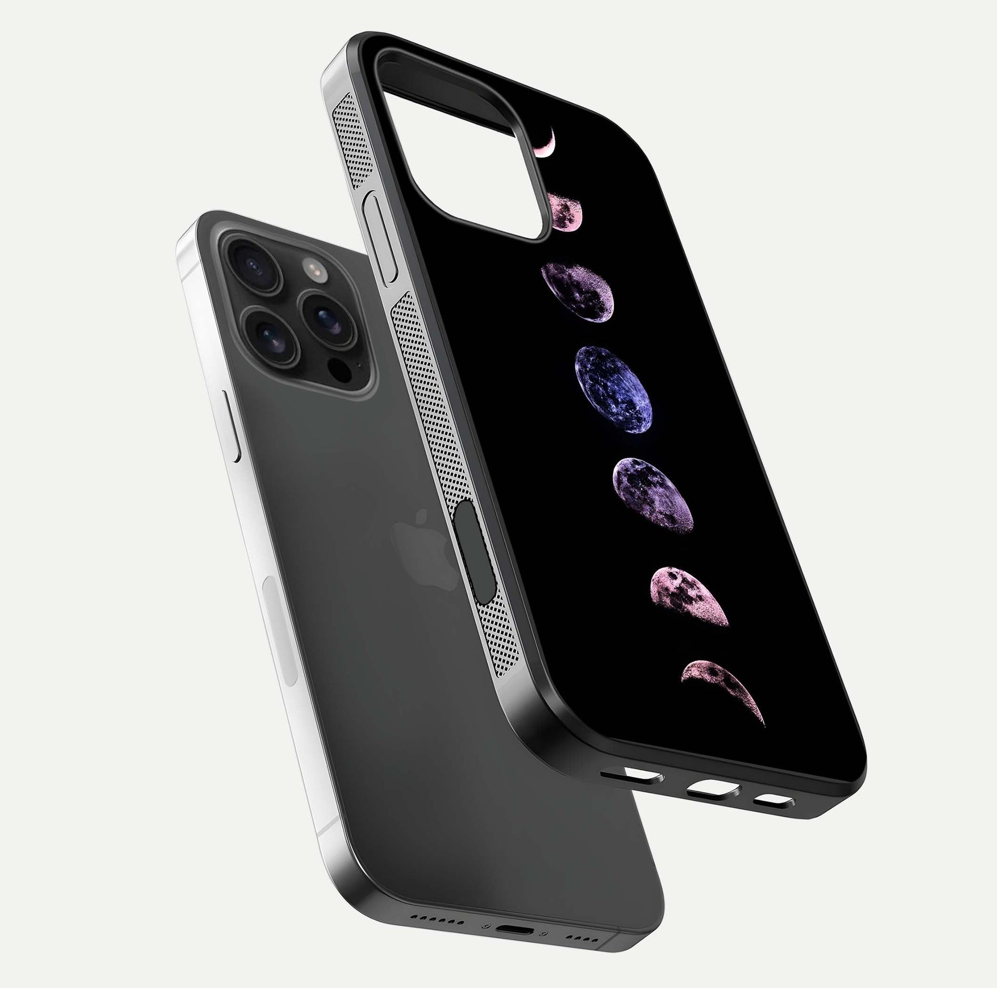 Crimson All Planets Glass Case for iPhone 16 Pro Max floating mockup showing gloss depth and rich hues