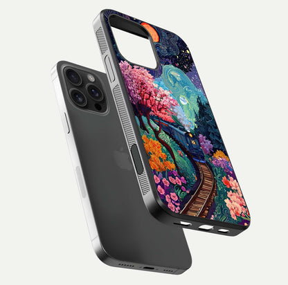Digital Art Glass Case for iPhone 16 Pro Max floating mockup showing HD gloss and smooth reflection