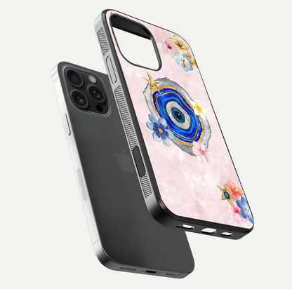 Divine Aura Bloom Glass Case for iPhone 16 Pro Max floating mockup showing gloss texture and elegant design
