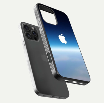 Minimal Apple Sky Glass Case for iPhone 16 Pro Max floating dual-view mockup showing HD gloss and Apple design