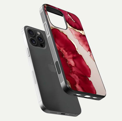 Pink & White Marble Glass Case For iPhone 16 Pro Max