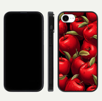 Apple Pattern Glass Case for iPhone 16e front and back layout highlighting clean lines and protective glass finish