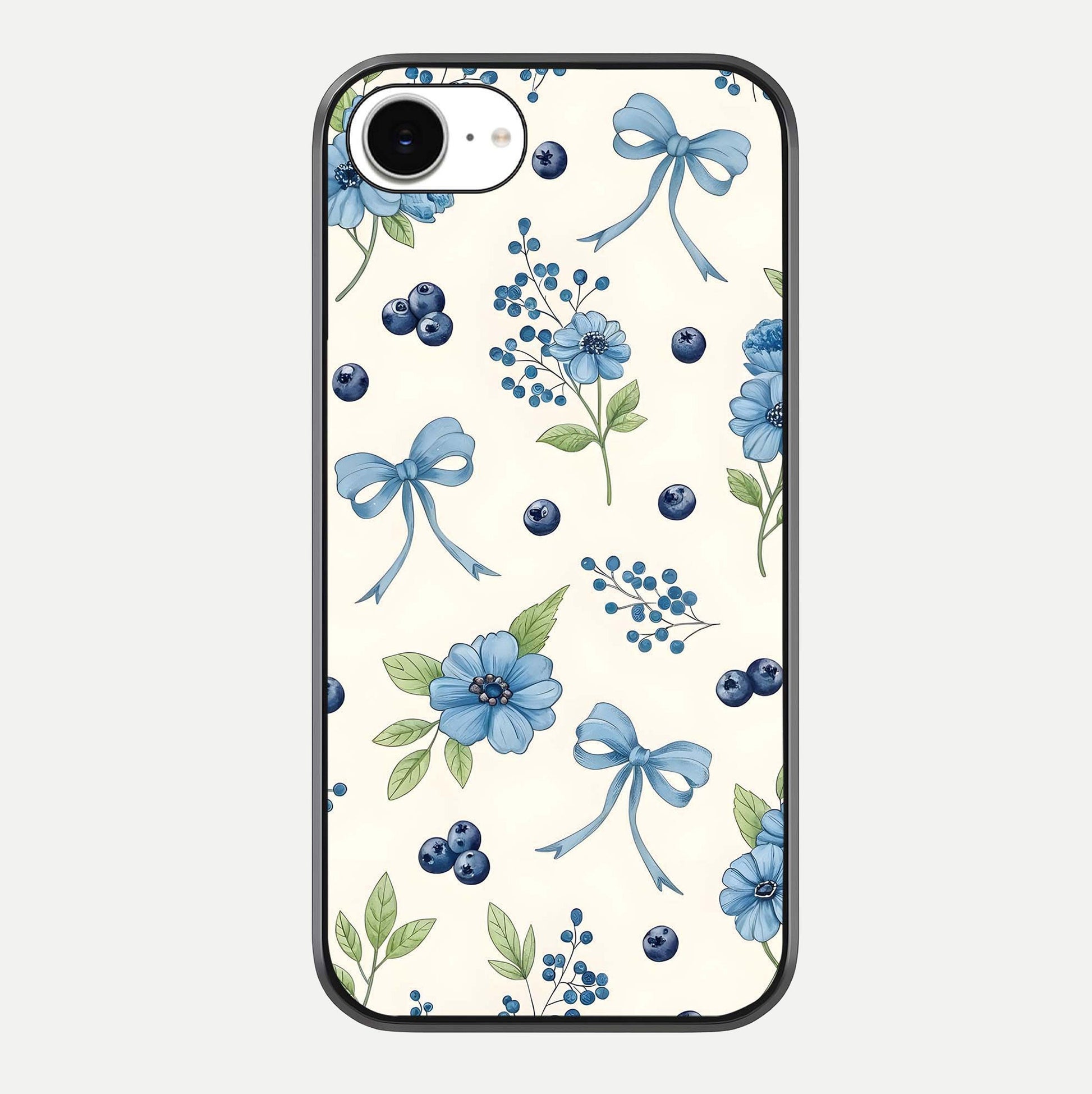 Blue Flower & Bow Glass Case For iPhone 16e by Custom World
