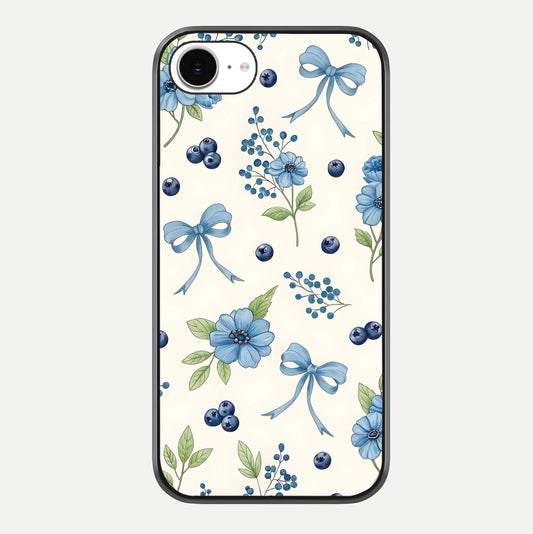 Blue Flower & Bow Glass Case For iPhone 16e by Custom World