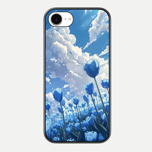 Blue Tulip Clouds Glass Case For iPhone 16e by Custom World