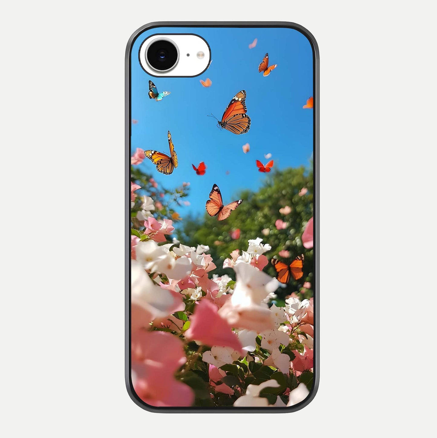 Butterflies In Bloom Sky Glass Case For iPhone 16e by Custom World