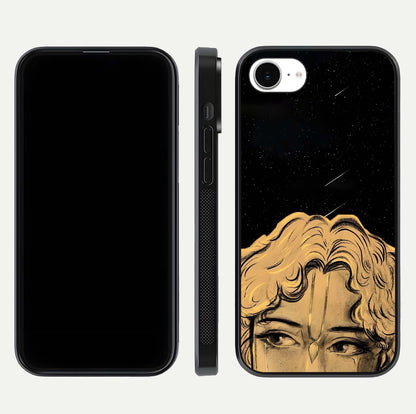 Celestial God’s Plan Glass Case for iPhone 16e front & back layout showing smooth finish and spiritual art