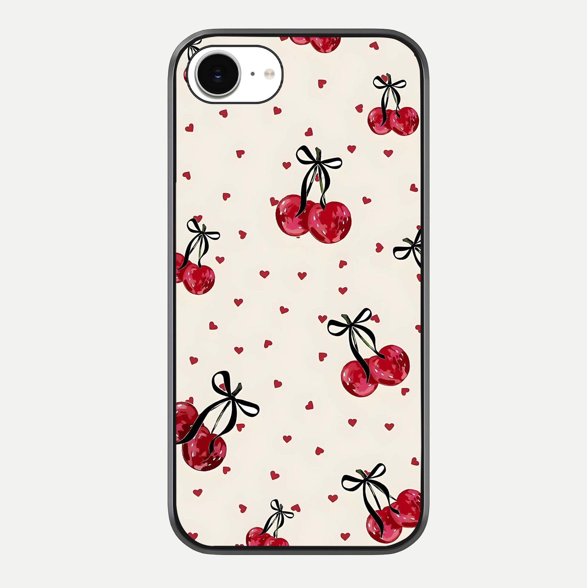 Cherry Heart Bow Glass Case For iPhone 16e by Custom World