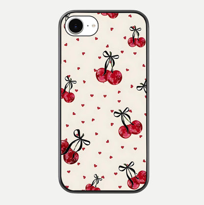 Cherry Heart Bow Glass Case For iPhone 16e by Custom World