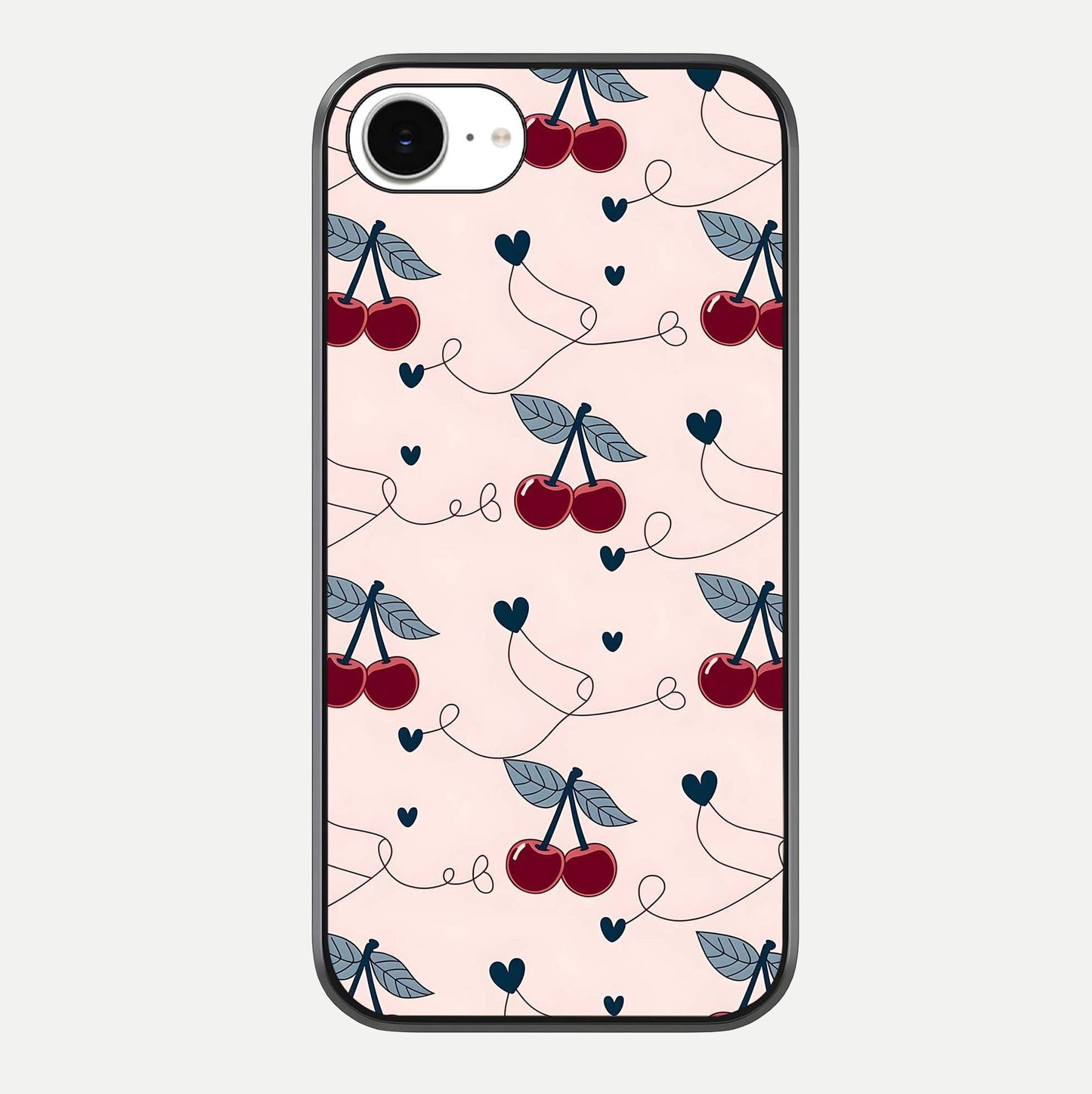 Cherry Heart Line Glass Case For iPhone 16e by Custom World