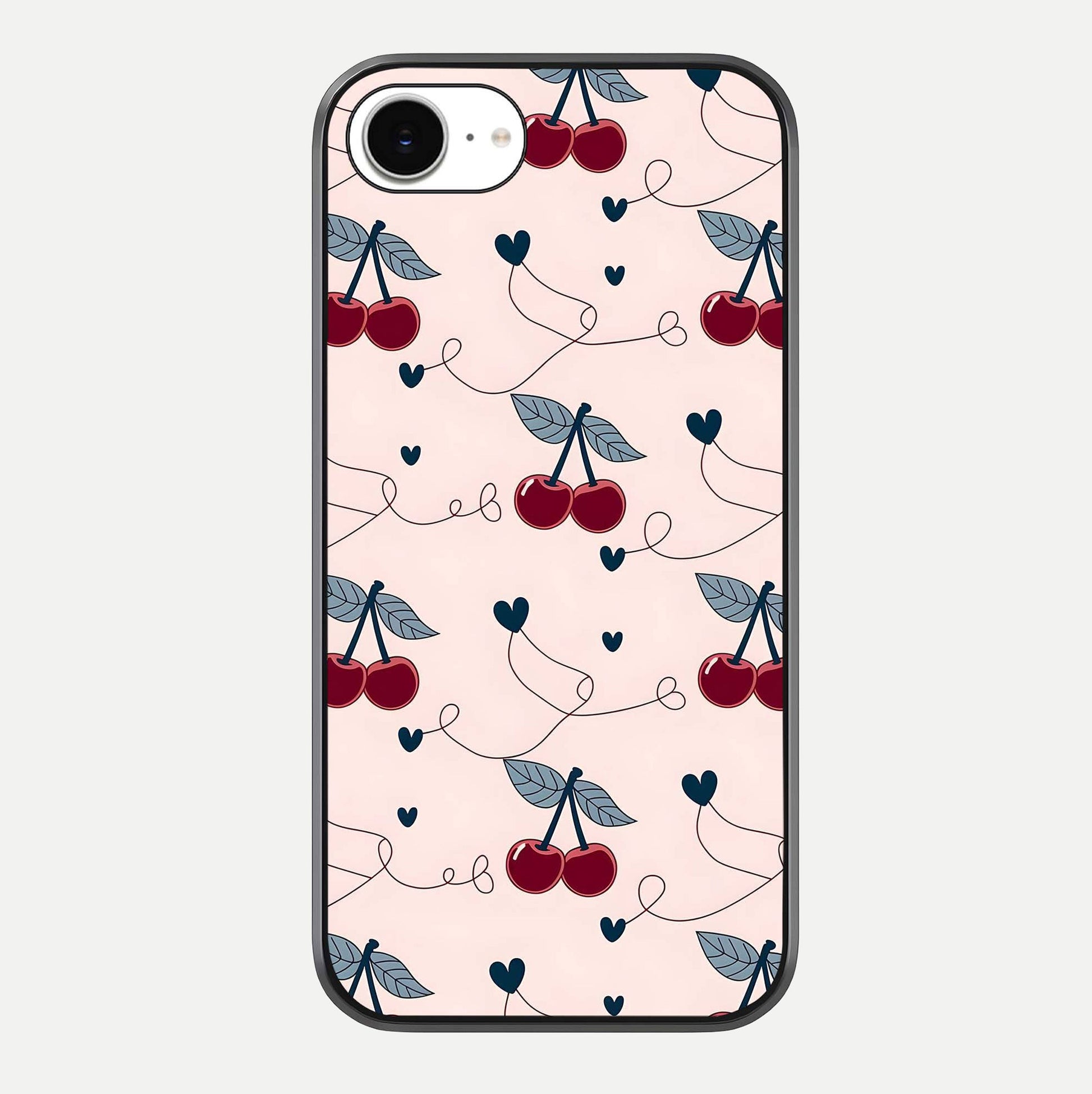 Cherry Heart Line Glass Case For iPhone 16e by Custom World