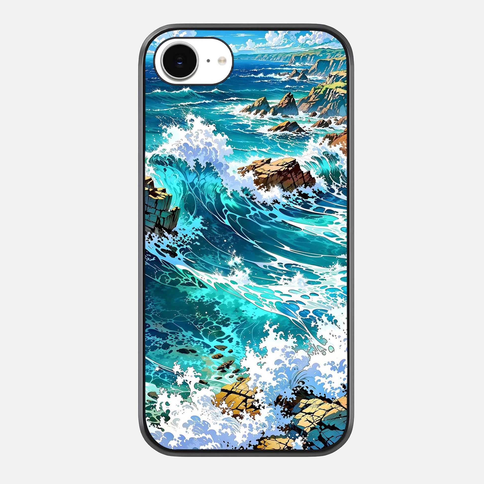 Coastal Blue Waves Glass Case For iPhone 16e by Custom World