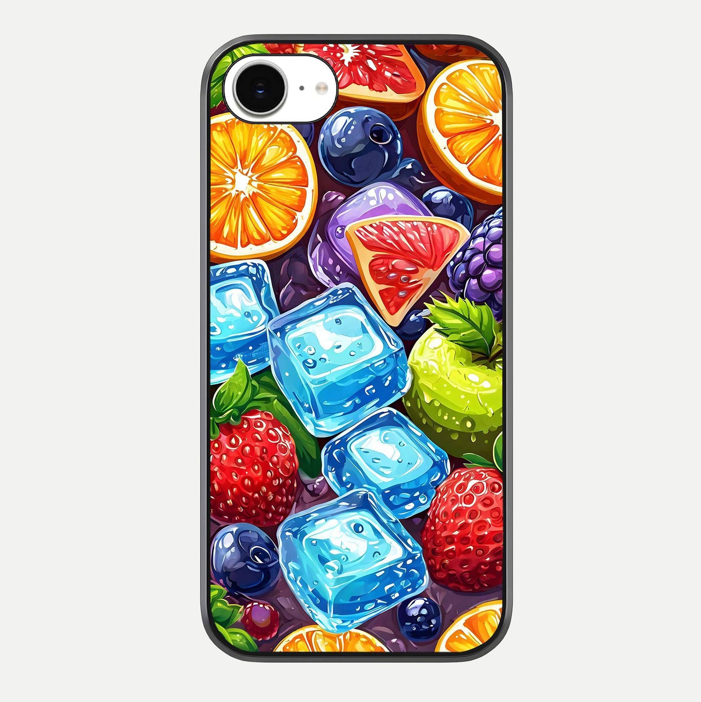 Colorful Fruits With Ice Glass Case For iPhone 16e by Custom World