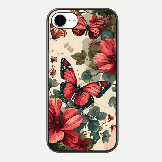 Crimson Butterfly Garden Glass Case For iPhone 16e by Custom World