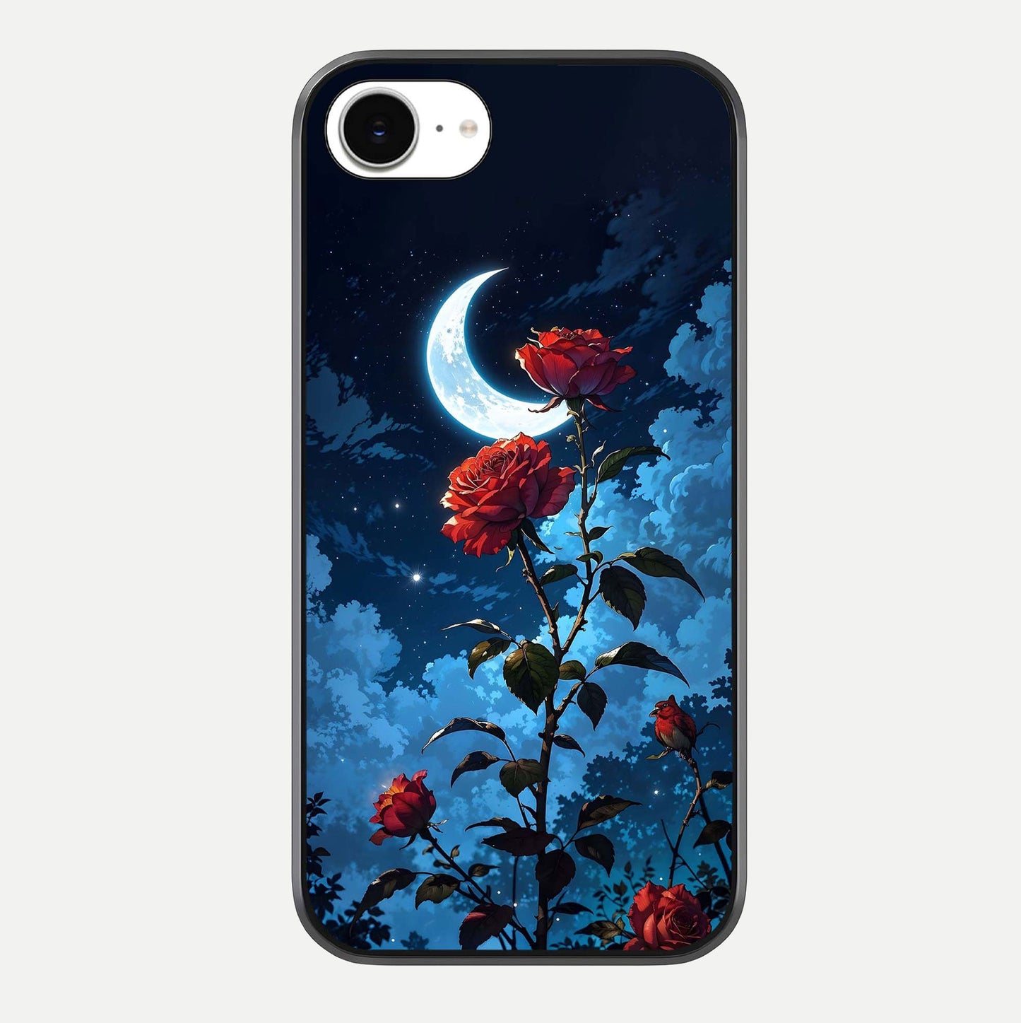 Crimson Rose Moon Glass Case For iPhone 16e by Custom World