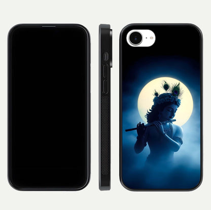 Divine Moon Flute Glass Case for iPhone 16e dual-view layout displaying soft night tones and curved polish