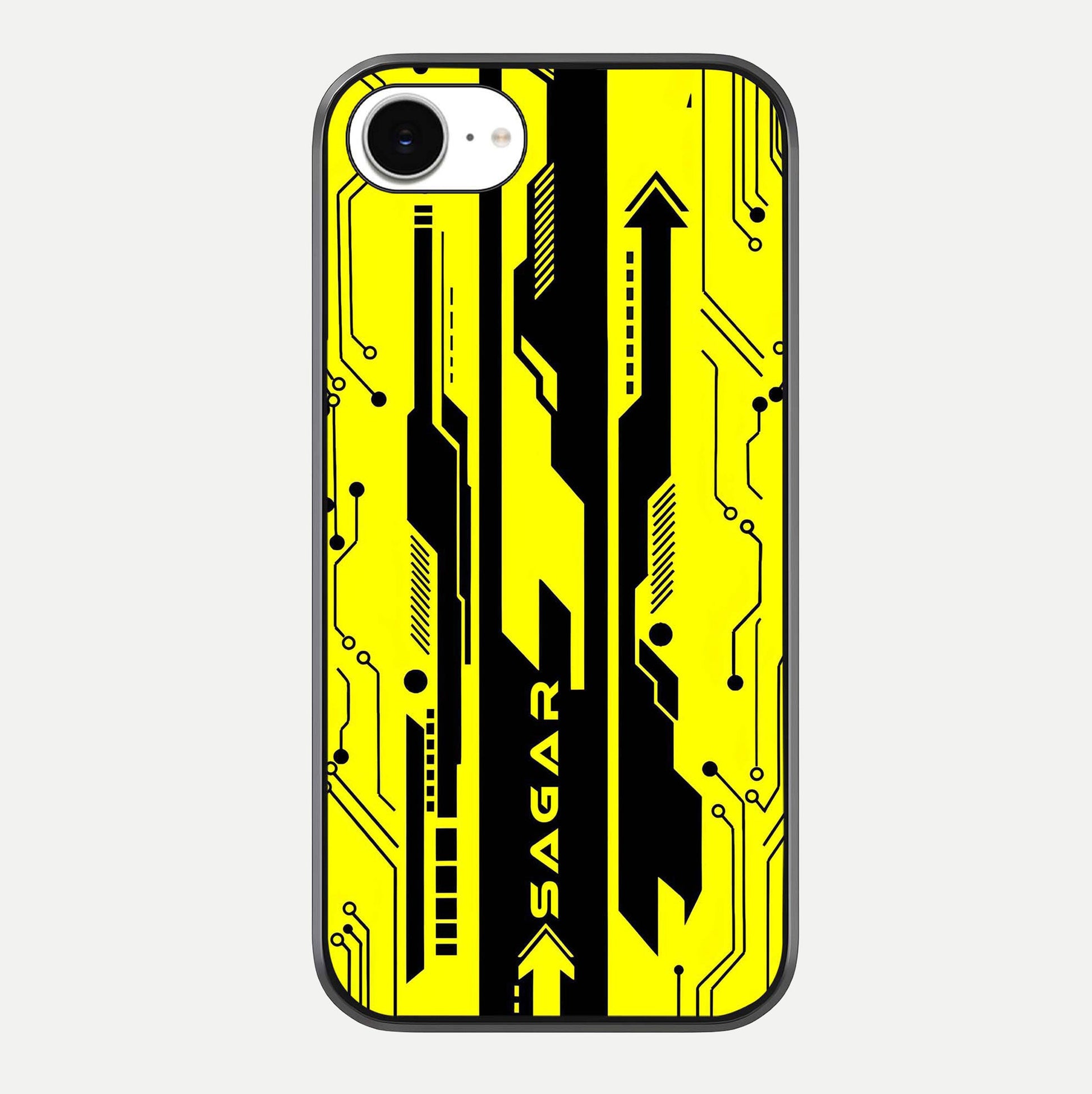 Electric Pulse CYBERPUNK Custom Name Glass Case For iPhone 16e by Custom World
