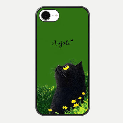 Emerald Cat Custom Name Glass Case For iPhone 16e by Custom World