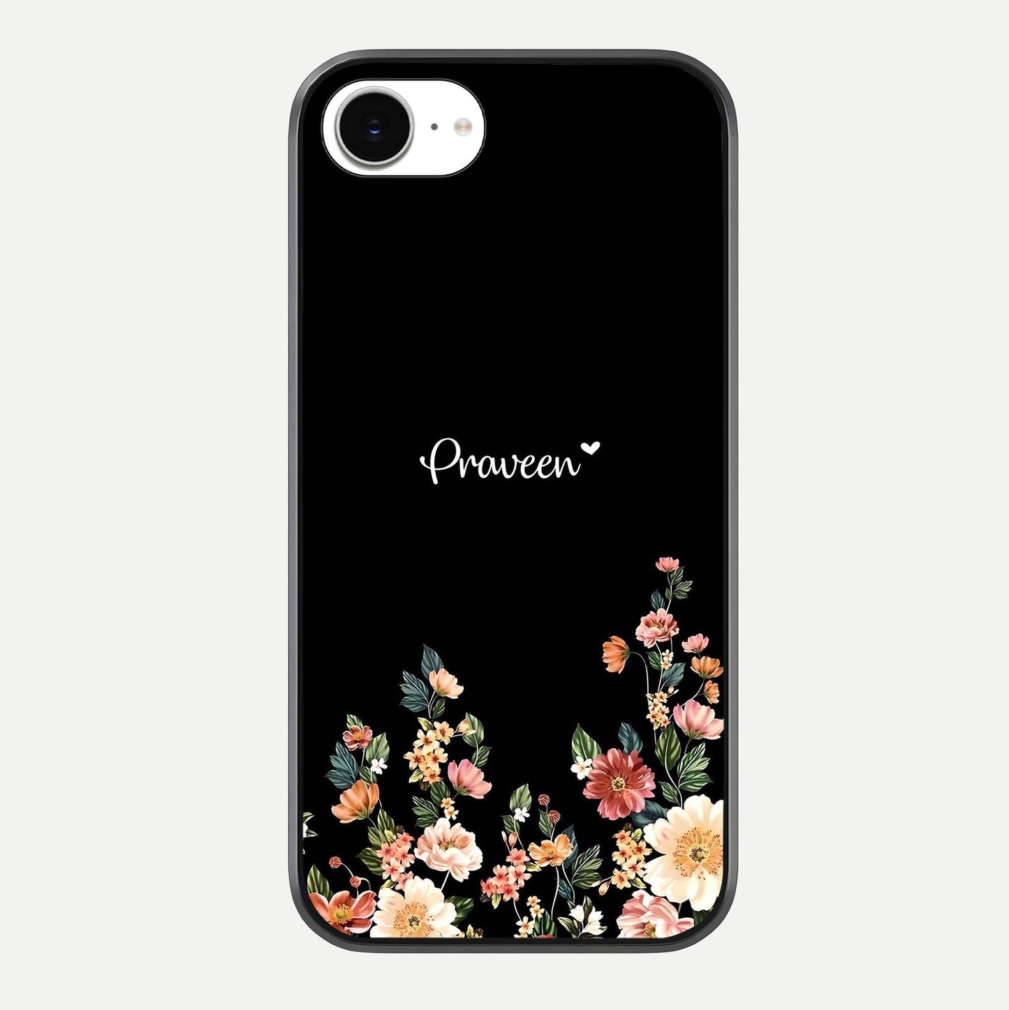 Floral Design Personalized Custom Name Glass Case For iPhone 16e by Custom World