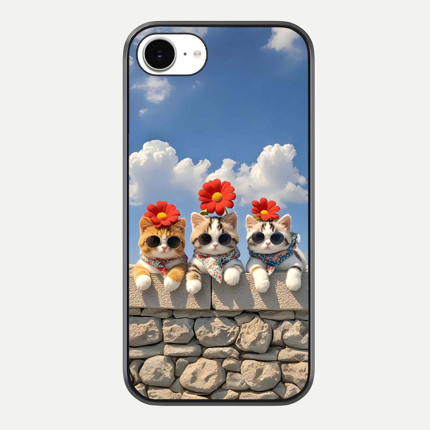Floral Kitty Squad Glass Case For iPhone 16e by Custom World