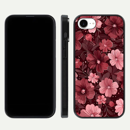 Flower Blush Bloom Glass Case for iPhone 16e dual-view layout displaying HD print and smooth curves