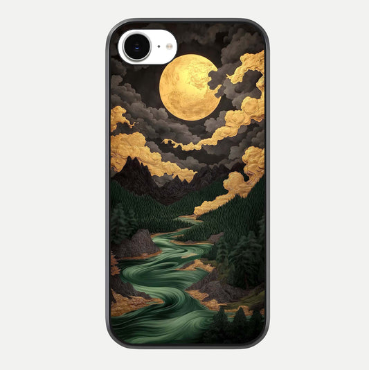 Golden River Moon Glass Case For iPhone 16e by Custom World