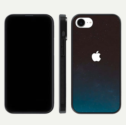 Green Emerald Apple Logo Glass Case for iPhone 16e front and back view layout highlighting vibrant tones and curved glass