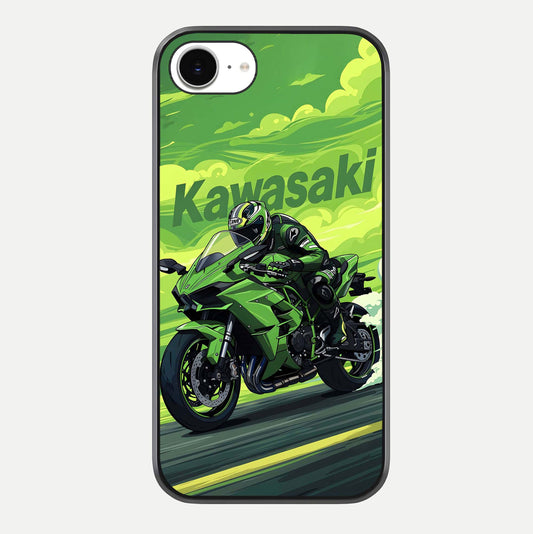 Green Kawasaki Glass Case For iPhone 16e by Custom World