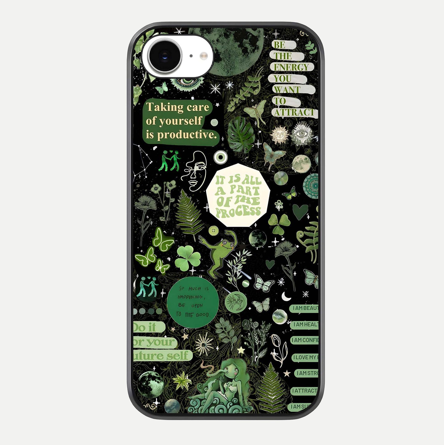 Green Moon Energy Glass Case For iPhone 16e by Custom World