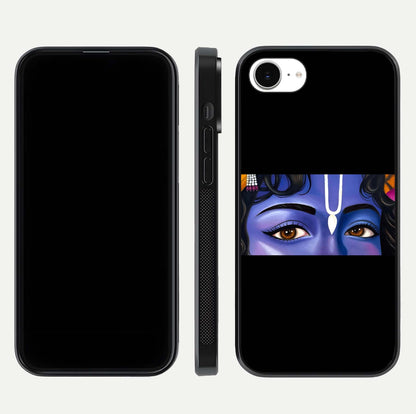 Krishna Eye Glass Case for iPhone 16e front and back view layout highlighting detailed spiritual motif