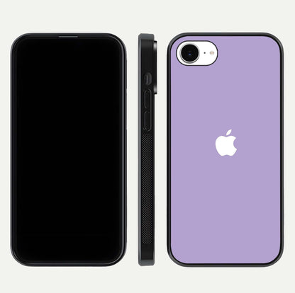 Lavender Soft Minimal Glass Case for iPhone 16e front and back view layout highlighting soft hue and curved edges