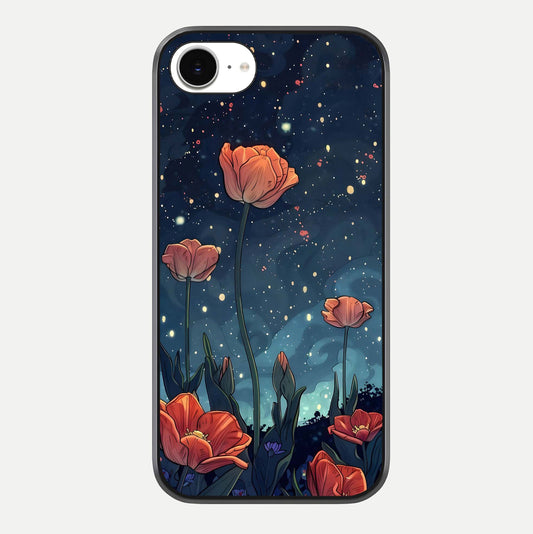 Midnight Tulip Glow Glass Case For iPhone 16e by Custom World