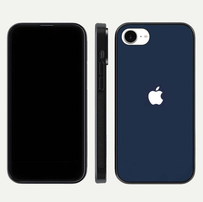 Minimal Apple Night Glass Case for iPhone 16e front & back layout highlighting simplicity and edge curve