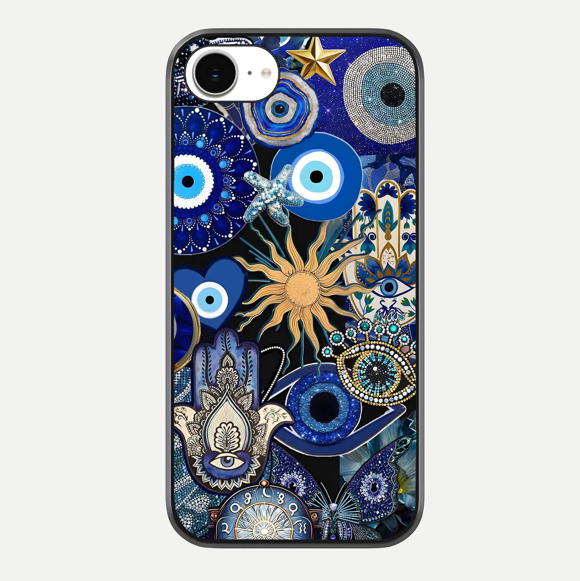 Mystic Blue Evil Eye Glass Case For iPhone 16e by Custom World