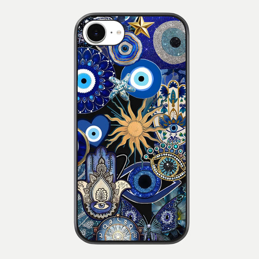 Mystic Blue Evil Eye Glass Case For iPhone 16e by Custom World