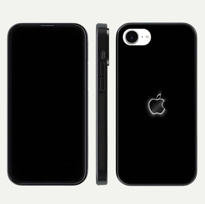 Neon Apple Glow Glass Case for iPhone 16e front & back layout showing bright tones and edge curve