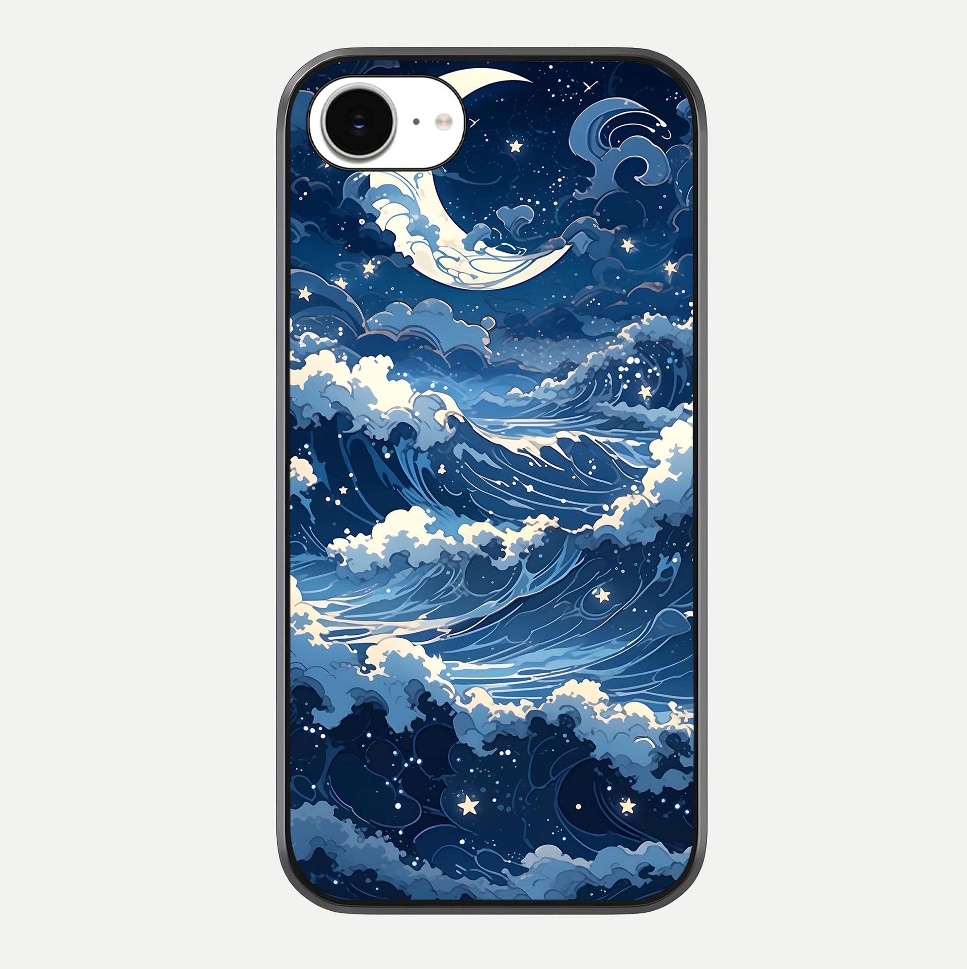 Ocean Moon Waves Glass Case For iPhone 16e by Custom World