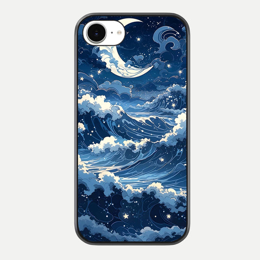 Ocean Moon Waves Glass Case For iPhone 16e by Custom World