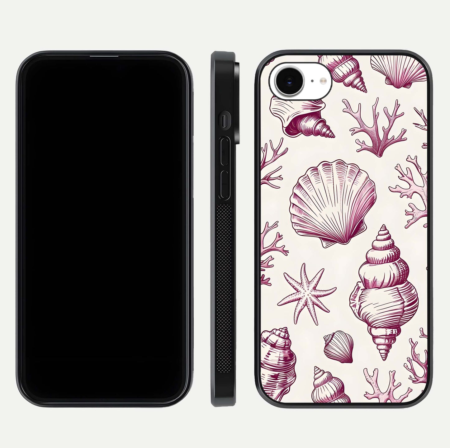Pink Shells Outline Glass Case For iPhone 16e