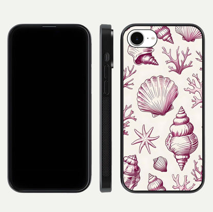 Pink Shells Outline Glass Case For iPhone 16e